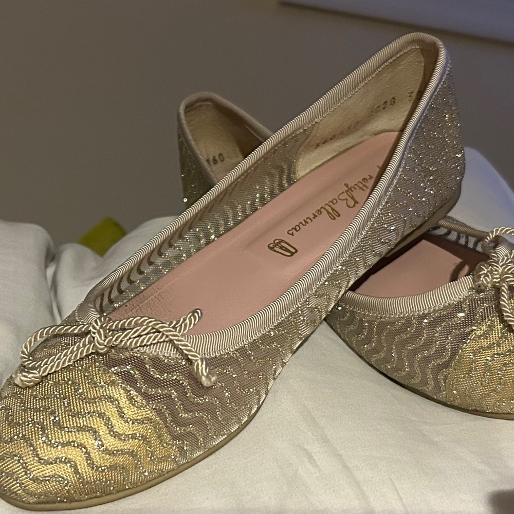 Pretty Ballerinas Flats Mesh size 38 Gold